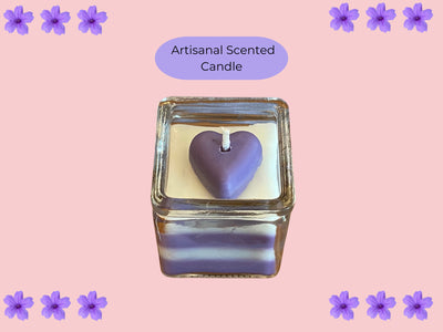 Purple two toned candle with heart.