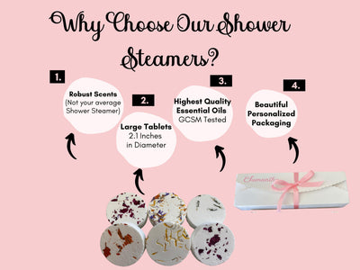 Shower Steamer Gift Set Box Aromatherapy Natural Handmade Shower Steamers with Essential Oils Fizzies Pink or Purple Spa Calming Eucalyptus