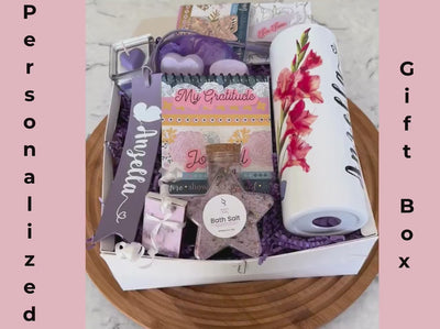 Self Care Gift Box Best Friend Birthday Personalized Pamper New Mom Relaxing Spa Day Set New Bride  Tea Lover Candle Bath Salt Tumbler Name